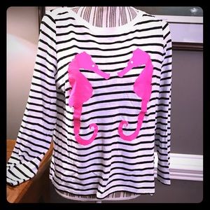 Vacation inspired seahorse shirt. 3/4 sleeves Lg